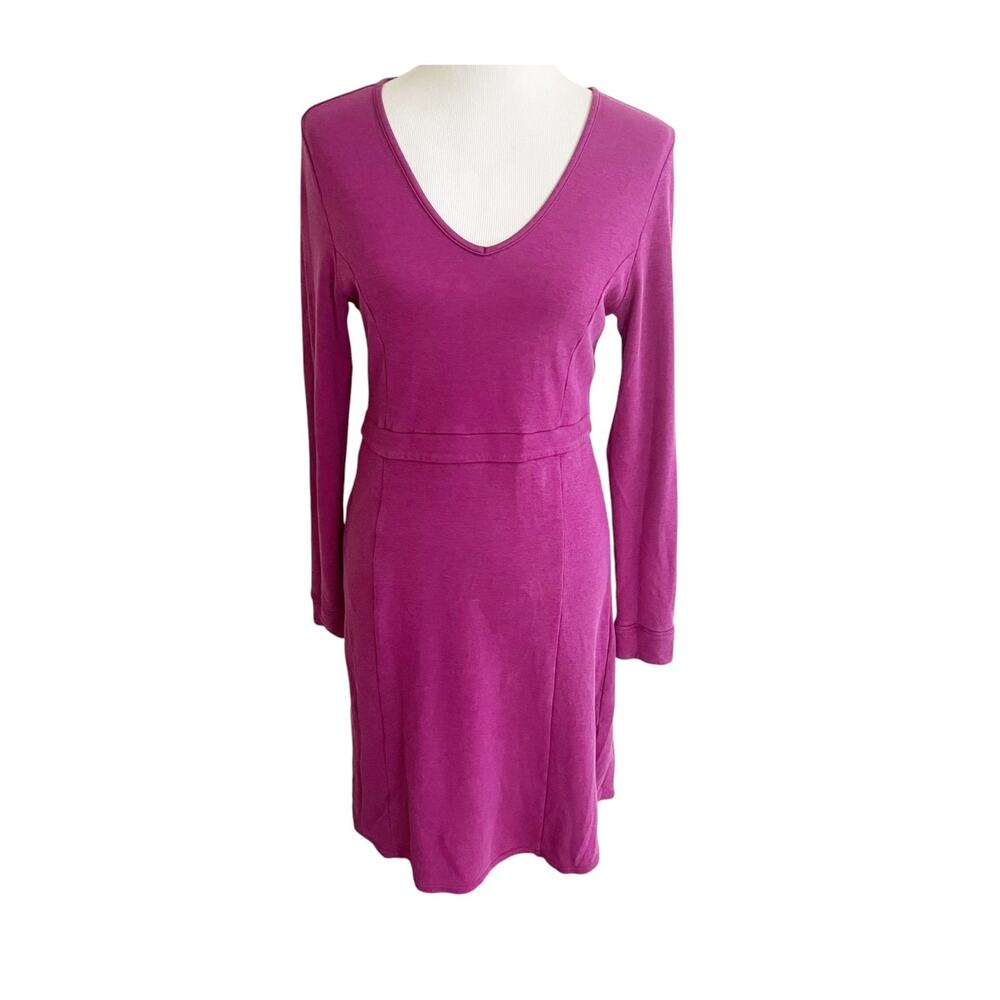 Toad & Co. Tomboy Dress Women's Purple V-Neck Long Sleeve Granola Girl